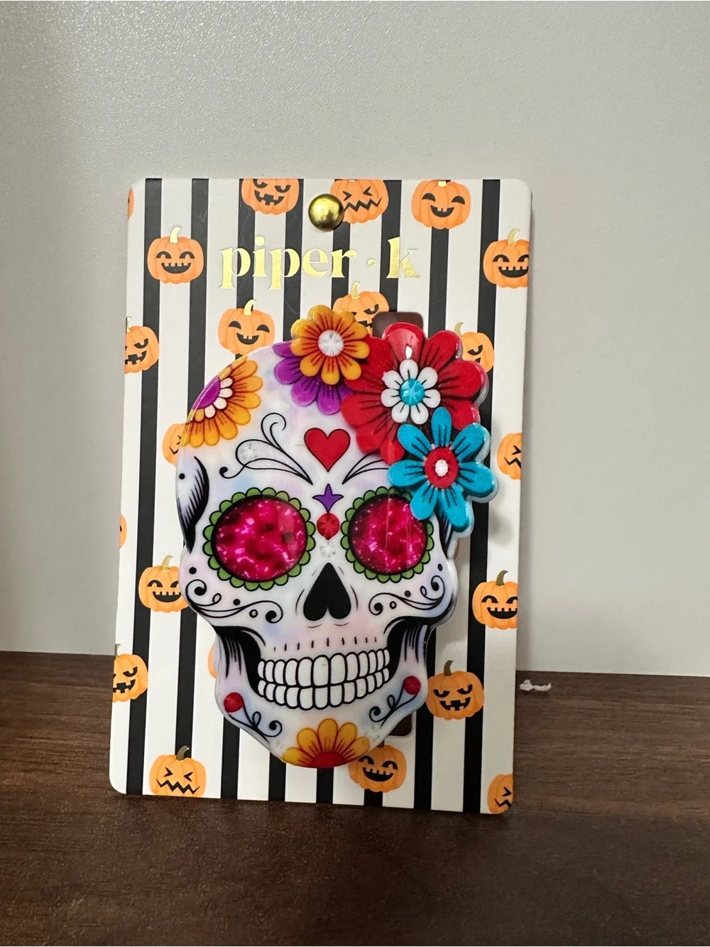 piper•k Multicolor Sugar Skull Hair Clip - Floral Day of the Dead Accent